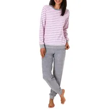 RELAX by Normann Frottee Pyjama Langarm mit Bündchen Rosa 40/42