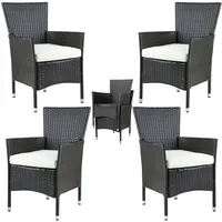 CASARIA Polyrattan Gartenstuhl 4er-Set Braun/Creme Stapelbar