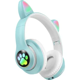Avizar Bluetooth Kinderkopfhörer Katzenohren Minzgrün