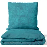 nyvi Winter Bettwäsche Set DreamScience Cashmere Touch - Kuschelweich & Wärmend - Mit Reißverschluss Größe:135x200 + 80x80 cm petrol