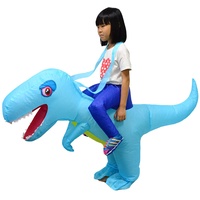 LOLANTA Kinder Dinosaurier Aufblasbares Kostüm Halloween Kostümparty T-Rex Kostüme, Blau, 3-6 Jahre/90-130cm, S