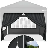 tillvex® 4X Seitenwand anthrazit für Pavillon 3x3m & 3x6m | Faltpavillon Seitenteile wasserabweisend | Seitenfenster & Reißverschluss | Seitenw... - Schwarz