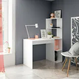 Dmora - Pittston-Schreibtisch, linearer Schreibtisch mit Bücherregal, platzsparender Mehrzweck-Bürotisch, 110x52h136 cm, Weiß