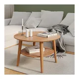 skølm Mjölnir Couchtisch rund – Wohnzimmertisch Holz – Hochwertiger Beistelltisch für Wohnzimmer – Coffee Table aus Eiche Massivholz, Natur dunkel geölt – Sofatisch mit Ablage – Couch Tisch Ø70 cm