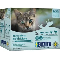 Bozita Fleisch & Fisch Multipack Nassfutter Katze 2 Paletten (24 x 85 g)