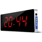 14,2 '' große Wandhalterung Digitaluhr, elektrische LED-Word-Anzeige Moderne Kalender Wanduhr für Zimmer Schlafzimmer Büro(Stunde + Minute)