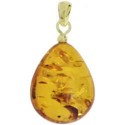 Ketten-Anhänger OSTSEE-SCHMUCK "Ostsee-Schmuck Anhänger", gelb, Schmuckanhänger, Damen, 32 x 14mm, Bernstein, 2.0 g