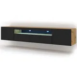 BIM Furniture Aura TV-Lowboard 200x37x42 cm Beige/Schwarz MDF