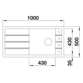Blanco Faron XL 6 S links Silgranit anthrazit Handbetätigung 1000 x 500 mm