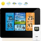 Funk Wetterstation Thermometer Mit Farbdisplay Innen Außensensor Digitale Wecker