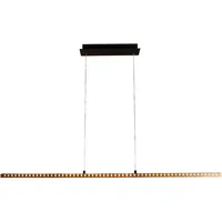 LUCE Design LED-Pendelleuchte Solaris 1-flammig Schwarz-Holz 120 cm x 120 cm