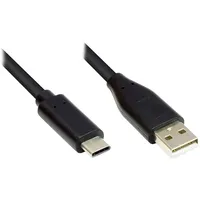 Good Connections USB 2.0 Anschlusskabel - USB-C Stecker an USB 2.0 A Stecker - KUPFERLEITER, Doppelschirmung, 480 Mbit/s Datenübertragung - schwarz, 3 m,