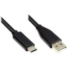 Good Connections USB 2.0 Anschlusskabel - USB-C Stecker an USB 2.0 A Stecker - KUPFERLEITER, Doppelschirmung, 480 Mbit/s Datenübertragung - schwarz, 3 m,