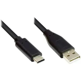Good Connections USB 2.0 Anschlusskabel - USB-C Stecker an USB 2.0 A Stecker - KUPFERLEITER, Doppelschirmung, 480 Mbit/s Datenübertragung - schwarz, 3 m,
