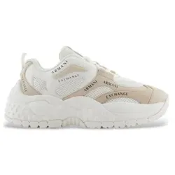 Armani Exchange für Damen. XDX120XV708U626 Turnschuhe in verschiedenen Materialmischungen, weiß, beige (37), Wohnung, Schnürsenkel, Lässig