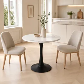 stilvora Küchentisch Ø 80 cm weiß/schwarz