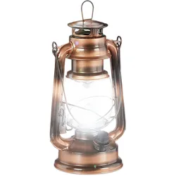 Relaxdays Sturmlaterne LED, retro Sturmlampe als Fensterdeko oder elektrische Gartenlaterne, batteriebetrieben, kupfer