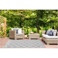 Jet-Line | Garten Outdoor Teppich | Austin grau | Wetterfest für In und Outdoor | Terrasse | Balkon |Gartenteppich grau| Maße: 120 x 180 cm