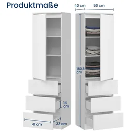 home collective Kleiderschrank 50 x 40 x 180 cm Weiß