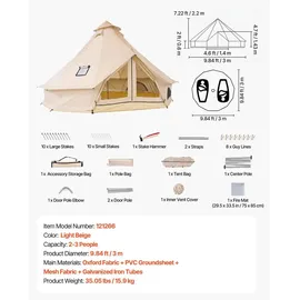Vevor Oxford Glockenzelt 3m Beige