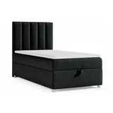 Best For Home Boxbett, Schwarz, Textil, Höhe ca. 18 cm, Rechteckig, 90x200 cm, Schlafzimmer, Betten, Boxspringbetten