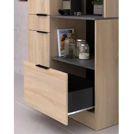 Parisot Meuble Küchenbuffet Eiche Dunkelgrau, Holz, 100x186x45 cm, Küchen,
