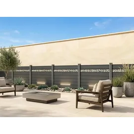 prestige home living outdoor WPC-Sichtschutzzaun 190 x 130 cm Dunkelgrau/Aluminium