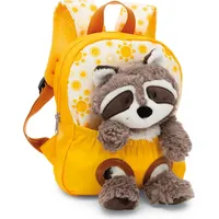 NICI Rucksack mit Plüschtier 21x26cm Waschbär 25cm gelb