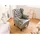 Massivmoebel24 Ohrensessel Chesterfield Leder 88 x 105 x 81 cm Grau
