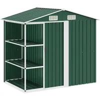 vidaXL Geräteschuppen mit Regal 2,05 x 1,30 m grün