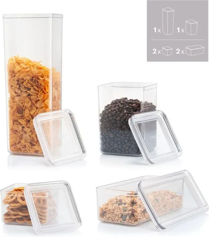 BODUM CANTEEN Set mit 6 Vorratsgläsern - Transparenter Deckel