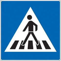 Verkehrszeichen Fußgängerüberweg rechts, Nr.350-10, Aluminium RA1, Anit-Sticker, 600x600mm