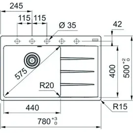 Franke Einbauspüle Centro CNG 611-78 A Fragranit Steingrau, Becken links - Grau