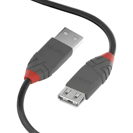 Lindy USB-A 2,0 m Schwarz/Grau