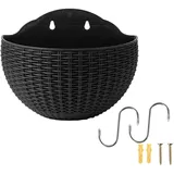 Blumentopf aus Rattan-Imitat, halbrund, hängende Pflanzgefäße, Balkonzaun, Innen- und Außenbereich, Heimbüro, Dekoration mit Haken