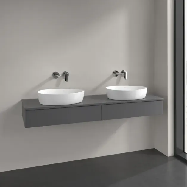Villeroy und Boch Antao Waschtisch-Unterschrank K17010GK 160x19x50cm, Waschtischplattenfarbe Lack, anthracite matt lacquer