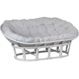 MiaMöbel Rattansofa 'Papasan' weiß 100% Baumwolle, Rattan