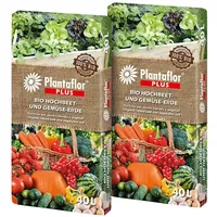 HaGaFe Plantaflor Plus Bio Hochbeeterde Gemüseerde Erde torfreduziert 2X 40 Liter Sack (80 Liter)