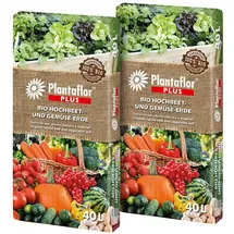 HaGaFe Plantaflor Plus Bio Hochbeeterde Gemüseerde Erde torfreduziert 2X 40 Liter Sack (80 Liter)