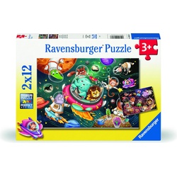 Ravensburger Kinderpuzzle - 12000857 Tiere im Weltall - 2x12 Teile Puzzle für Kinder ab 3 Jah (24 Teile)