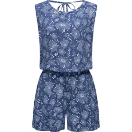 Ragwear Jumpsuit Zella schicker, kurzer Damen Overall mit floralem Print blau XXL (44)