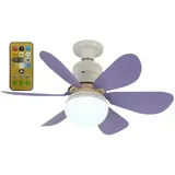 BomKra Deckenleuchte mit Ventilator und Fernbedienung,30W Deckenventilator mit Beleuchtung,3 Geschwindigkeiten,3 Modi Dimmbar,Timer,LED Deckenventilator mit Lampe für Schlafzimmer (Lila)