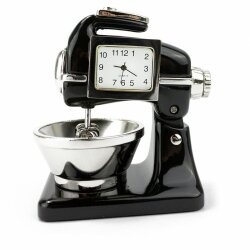 Designer Tischuhr Mixer schwarz aus Metall