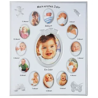 GILDE Dekoobjekt Aluminium Fotorahmen Mein erstes Jahr Baby – Festgehaltene Momente ein