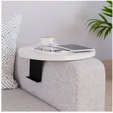 [en.casa] Sofatablett Kuleskyd verstellbar Armlehnentablett rund Ø34 cm Couchablage Couchtablett Sofalehnentisch Sofaablage Creme