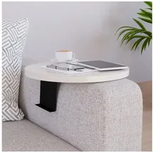 [en.casa] Sofatablett Kuleskyd verstellbar Armlehnentablett rund Ø34 cm Couchablage Couchtablett Sofalehnentisch Sofaablage Creme