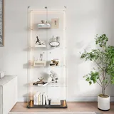 ZSSWSS Vitrine aus Glas,Ausstellungsvitrine mit 5 Glasablagen, Moderne Vitrine für Wohnzimmer mit 2 Türen und Schloss,Vitrine für Sammler,5 Etagen 2 Tür, für Sammlervitrine,Bücher und Wein,Schwarz B