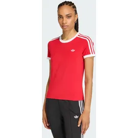 adidas 3-STREIFEN T-SHIRT SCHMAL GESCHNITTEN - Better Scarlet / White - M