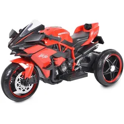 Moni Kinder Elektromotorrad Ninja, drei Kunststoffräder, LED-Beleuchtung, Mp3 rot