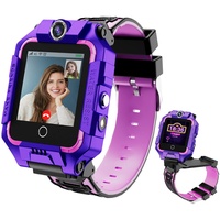 LiveGo 4G Kinder-Smartwatch mit GPS-Tracker und Anrufen, HD-Touchscreen, Kinder-Handyuhr, kombiniert SMS, Videoanruf, SOS, Schrittzähler, 4G, Smartwatch für Kinder, Jungen, Mädchen, 6–12 (T10 lila)